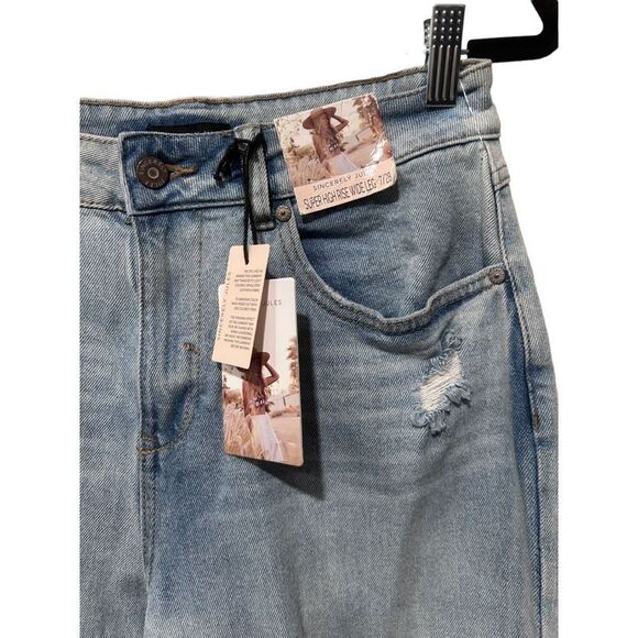 NWT New Sincerely Jules High Rose wide Leg Light Wash Loose Distressed Size 28 - Picture 4 of 11